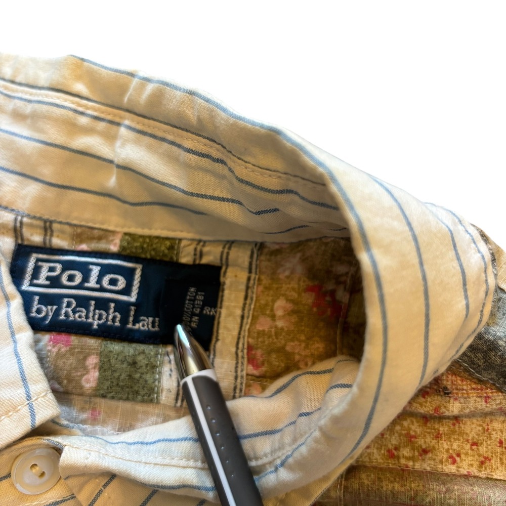 Polo Ralph Lauren Mens XL Patchwork Log Cabin Quilt Button Down Shirt Multicolor - Picture 5 of 11